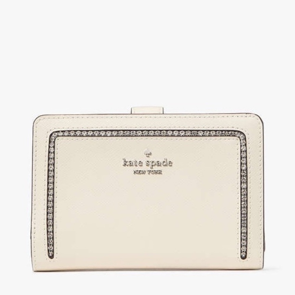 NWT Kate Spade Ivory Wallet with Black Trim